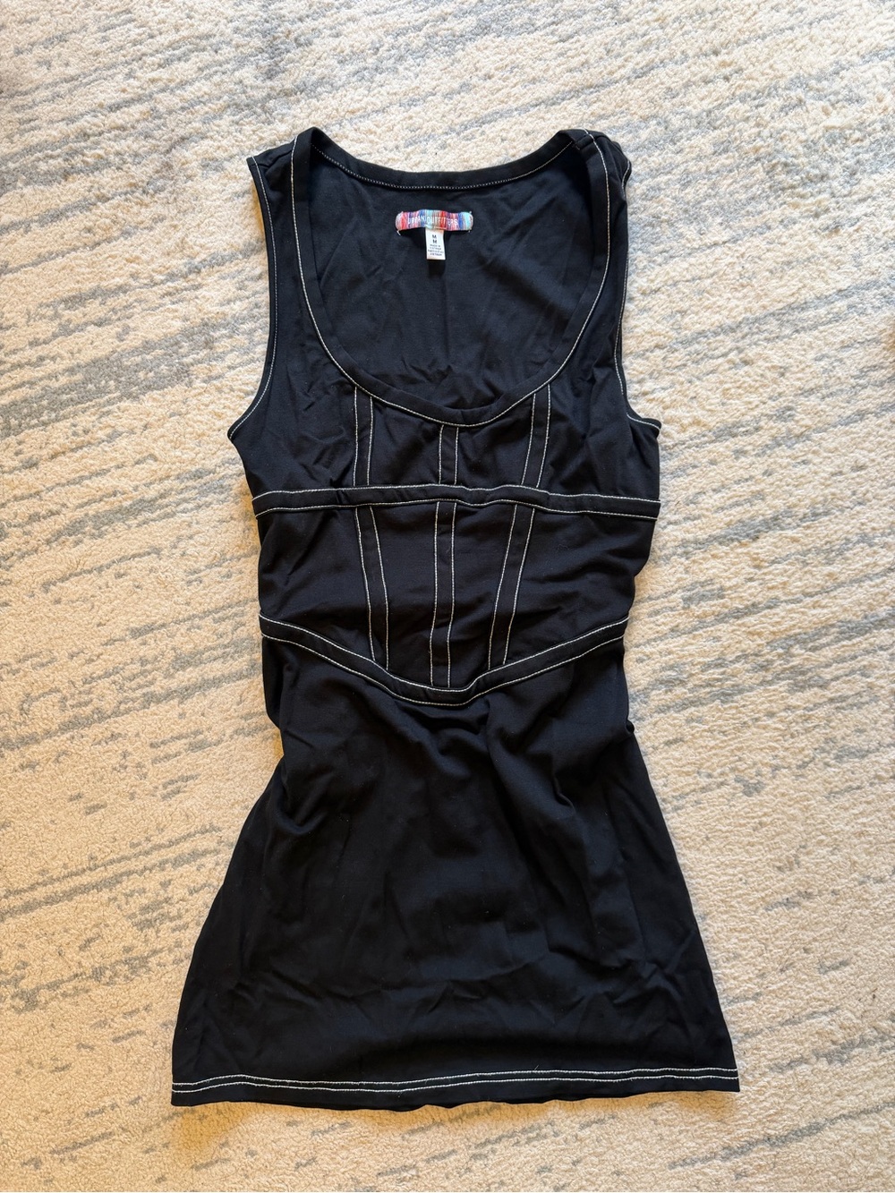 Women's Black Stitch corset detail mini dress